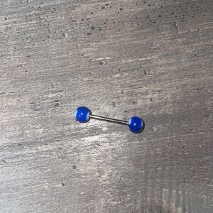Surgical Steel Acrylic Ball Barbell Blue Ying Yang Body Jewelry Tongue Art 29mm